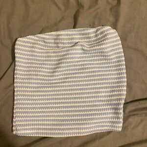 Striped Blue and White Knit Tube Top | Never Worn